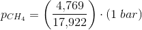 p_{CH_4}=\left ( \frac{4{,}769}{17{,}922} \right )\cdot (1\; bar)