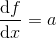\frac{\mathrm{d} f}{\mathrm{d} x}=a