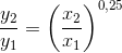 \frac{y_2}{y_1}=\left (\frac{x_2}{x_1} \right )^{0,25}