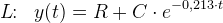 L\! \! :\; \; y(t)=R+C\cdot e^{-0{,}213\cdot t}