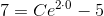 7=Ce^{2\cdot 0}-5