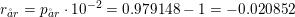 \small r_{\aa r}=p_{\aa r}\cdot 10^{-2}=0{.}979148-1=-0{.}020852