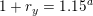 \small 1+r_y=1{.}15^a