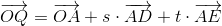 \overrightarrow{OQ}=\overrightarrow{OA}+s\cdot \overrightarrow{AD}+t\cdot \overrightarrow{AE}