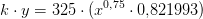k\cdot y=325\cdot (x^{0{,}75}\cdot0{,}821993)