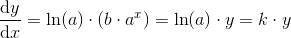 \frac{\mathrm{d} y}{\mathrm{d} x}=\ln(a)\cdot \left (b\cdot a^x \right )=\ln(a)\cdot y=k\cdot y