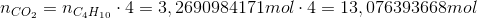 n_{CO_2}=n_{C_4H_{10}}\cdot 4=3,2690984171mol\cdot 4=13,076393668mol