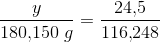 \frac{y}{180{,}150\; g}=\frac{24{,}5}{116{,}248}