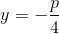 y=-\frac{p}{4}