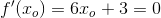 f{}'(x_o)=6x_o+3=0