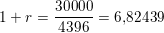 \small \small 1+r=\frac{30000}{4396}=6{,}82439