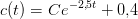 c(t)=Ce^{-2{,}5t}+0{,}4