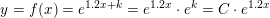 \small y=f(x)=e^{1{.}2x+k}=e^{1{.}2x}\cdot e^k=C\cdot e^{1{.}2x}