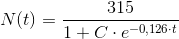 N(t)=\frac{315}{1+C\cdot e^{-0,126\cdot t}}