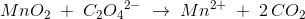 MnO_2\; +\; C_2{O_4}^{2-}\; \rightarrow \; Mn^{2+}\; +\; 2\, CO_2\;