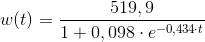 w(t)=\frac{519,9}{1+0,098 \cdot e^{-0,434\cdot t}}