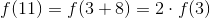 f(11)=f(3+8)=2\cdot f(3)