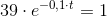39\cdot e^{-0,1\cdot t}=1