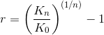 r=\left(\frac{K_n}{K_0}\right)^{(1/n)}-1