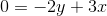0=-2y+3x