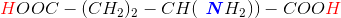{\color{Red} H}OOC-(CH_2)_2-CH({\color{Blue}\textbf{ \textit{N}}}H_2))-COO{\color{Red} H}