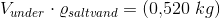 V_{under}\cdot \varrho _{saltvand}=(0{,}520\; kg)