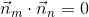 \vec{n}_m\cdot\vec{n}_n=0