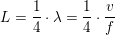 \small L=\frac{1}{4}\cdot \lambda =\frac{1}{4}\cdot\frac{v}{f}