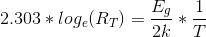 2.303 * log_e(R_T)= \frac{E_g}{2k}*\frac{1}{T}