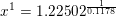 \small x^{1} =1{.}22502^{\frac{1}{0{.}1178}}