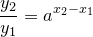 \small \small \frac{y_2}{y_1}=a^{x_2-x_1}