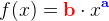 f(x)=\mathbf{\color{Red} b}\cdot x^\mathbf{\color{Blue} a}