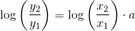 \log\left (\frac{y_2}{y_1} \right )=\log\left ( \frac{x_2}{x_1} \right )\cdot a
