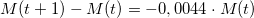\small M(t+1)-M(t)=-0,0044\cdot M(t)