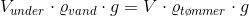 V_{under}\cdot \varrho _{vand}\cdot g=V\cdot \varrho _{t\o mmer}\cdot g