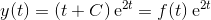 y(t) = (t+C)\, \mathrm e ^{2t} = f(t)\, \mathrm e^{2t}
