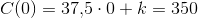 C(0)=37{,}5\cdot 0+k=350