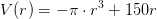 V(r)=-\pi \cdot r^3 +150r