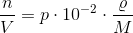 \frac{n}{V}=p\cdot 10^{-2}\cdot \frac{\varrho }{M}