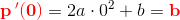 \mathbf{\color{Red} p{\, }'(0)}=2a\cdot 0^2+b=\mathbf{\color{Red} b}