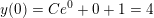 \small y(0)=Ce^{0}+ 0+1=4