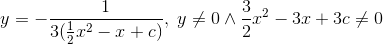 y=-\frac{1}{3(\frac{1}{2}x^2-x+c)},\;y\neq 0\wedge \frac{3}{2}x^2-3x+3c\neq 0