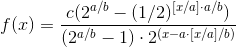 f(x)=\frac{c(2^{a/b}-(1/2)^{[x/a]\cdot a/b})}{(2^{a/b}-1)\cdot2^{(x-a\cdot[x/a]/b)}}