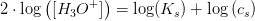 2\cdot \log\left ([H_3O^+] \right )=\log(K_s)+\log\left (c_s \right )