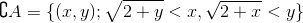 \complement A=\{(x,y);\sqrt{2+y}<x,\sqrt{2+x}<y\}