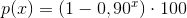 p(x)=\left ( 1-0,90^x \right )\cdot 100