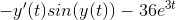 -y'(t)sin(y(t))-36e^{3t}
