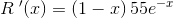 R{\; }'(x)=\left (1-x \right )55e^{-x}