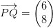 \overrightarrow{PQ}=\begin{pmatrix} 6\\8 \end{pmatrix}