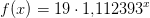 f(x)=19\cdot1{,}112393 ^x